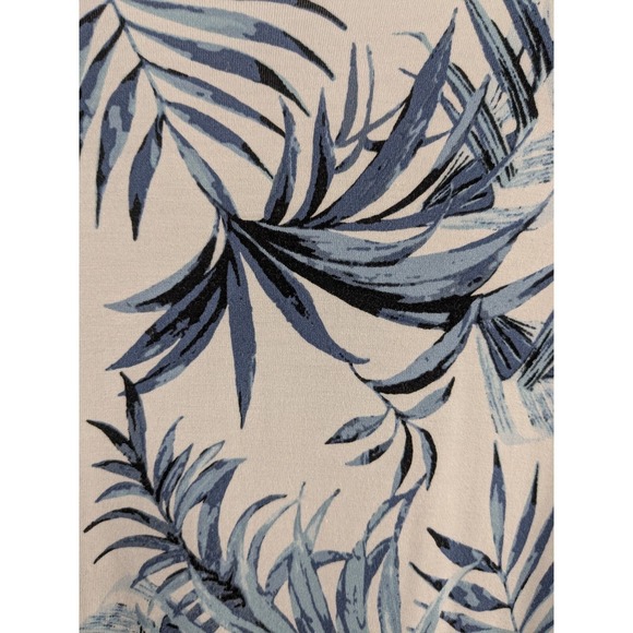 J. Jill Womens Tropical Empire Waist Tunic L White/Blue 3/4 Sleeve Comfy Stretch - Picture 3 of 12